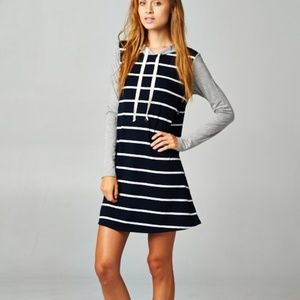 New  Striped Baseball Jersey Hoodie Dress